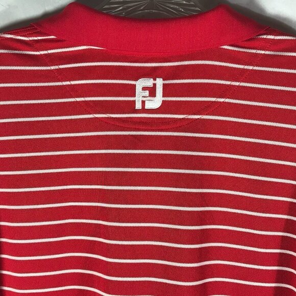 FootJoy Striped White Red Golf Golfing Polo Button Up Shirt - Picture 8 of 10